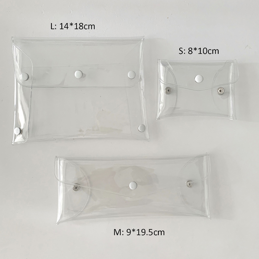 CLEAR MULTI OPENING SNAP CLIP POUCH